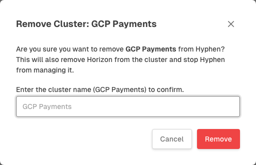 Remove Kubernetes cluster confirmation